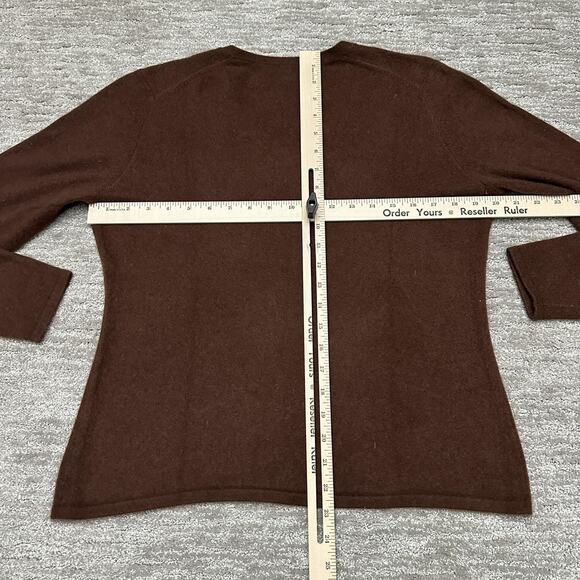 El Daws Cashmere Sweater Womens Large Brown 100% Cashmere V Neck Pullover - Picture 8 of 10